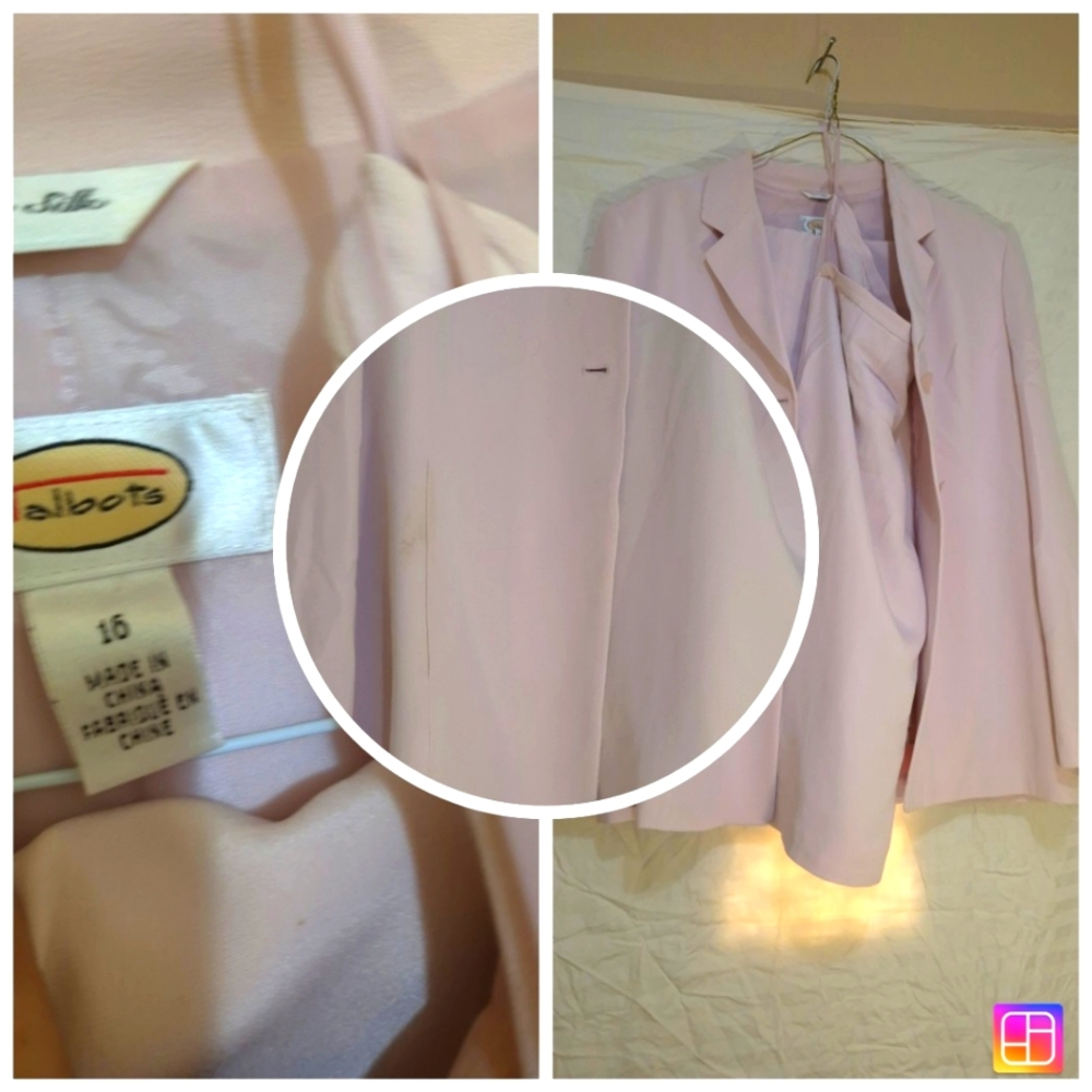 Talbots Pink 100% Silk Suit EUC 3 PC 16